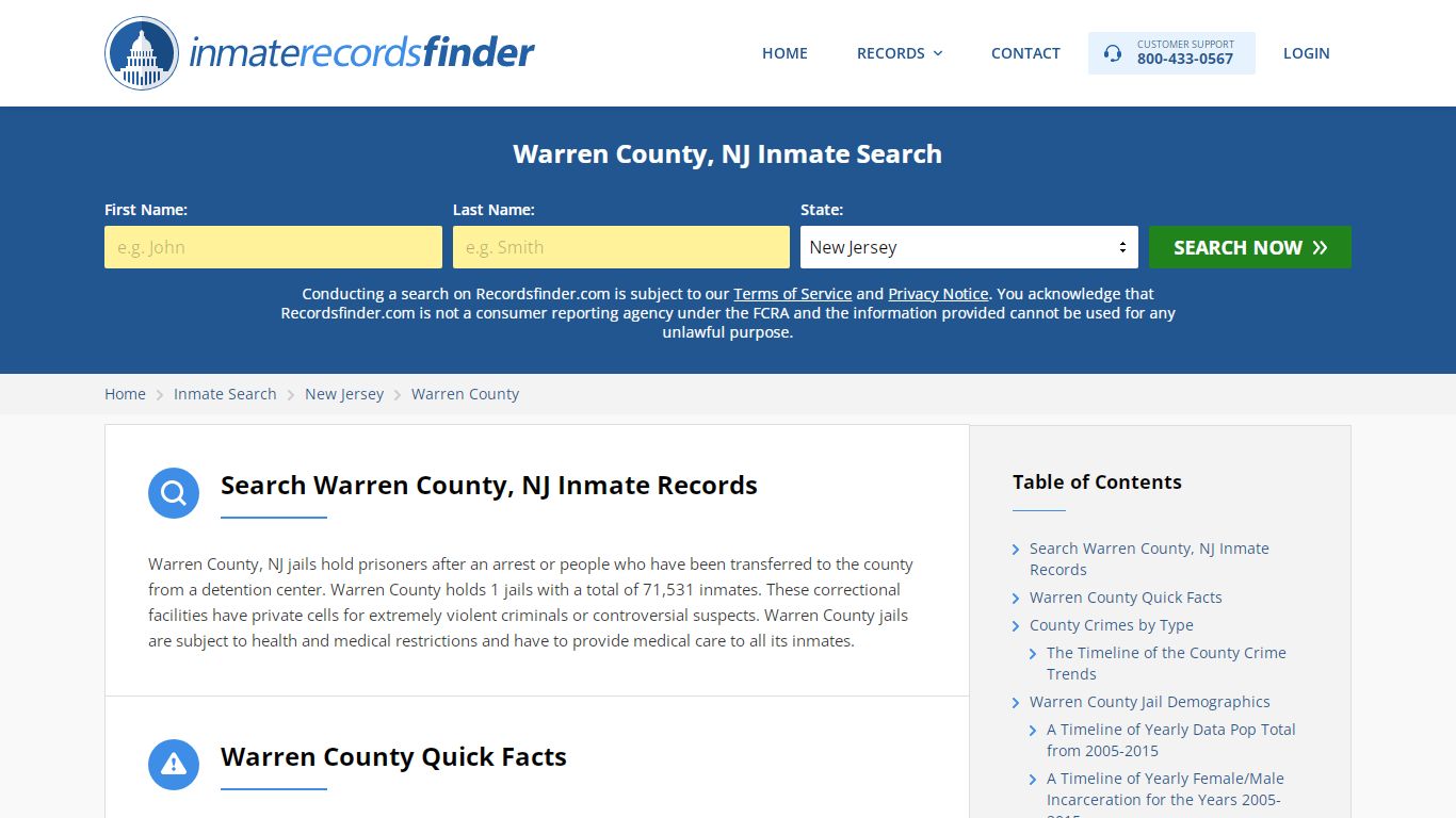 Warren County, NJ Inmate Lookup & Jail Records Online