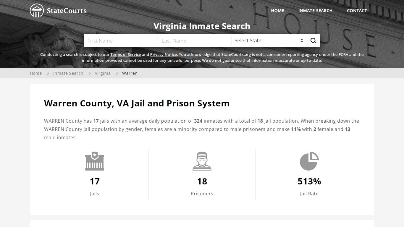 Warren County, VA Inmate Search - StateCourts