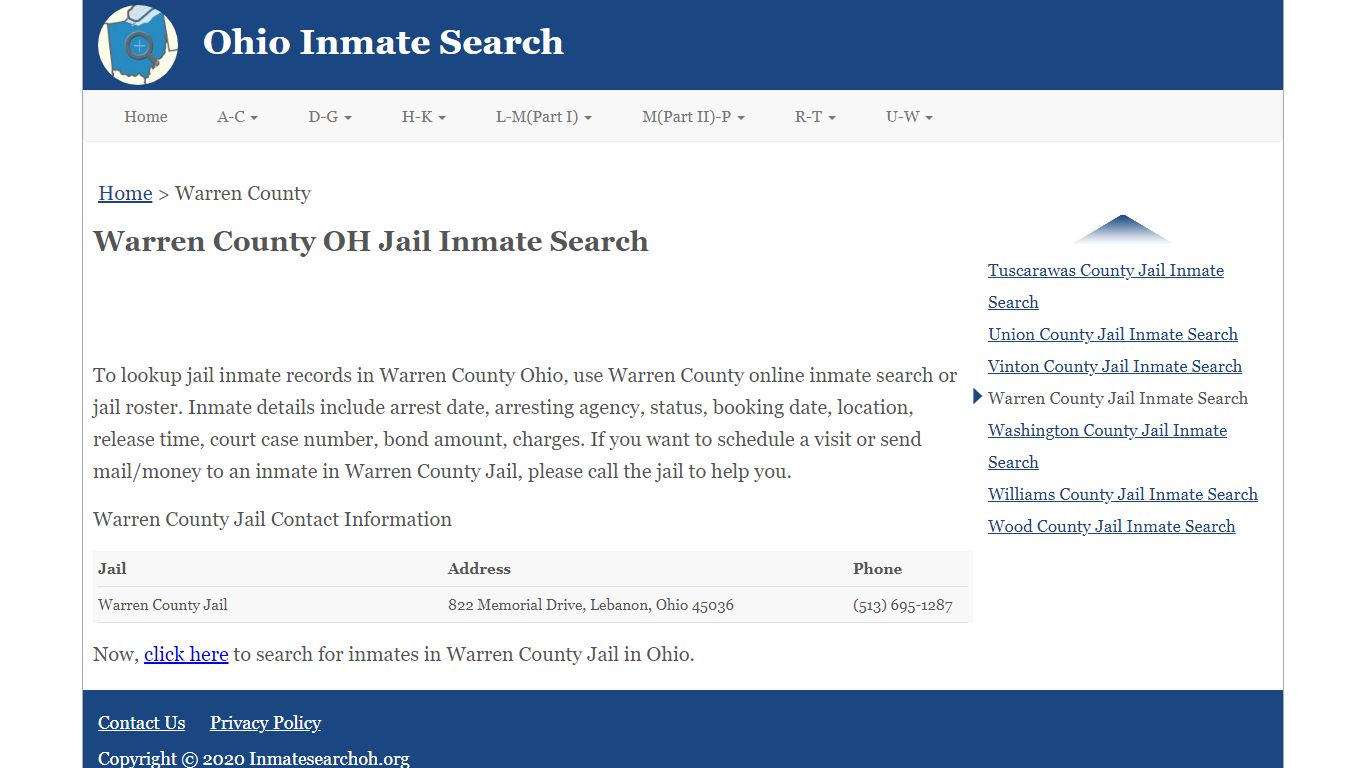 Warren County OH Jail Inmate Search